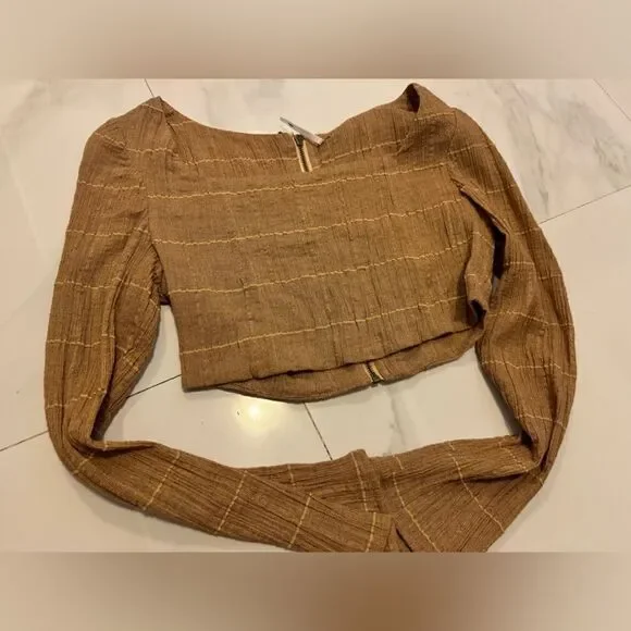 Free people brown long sleeve crop top #3 - Picture 7 of 7